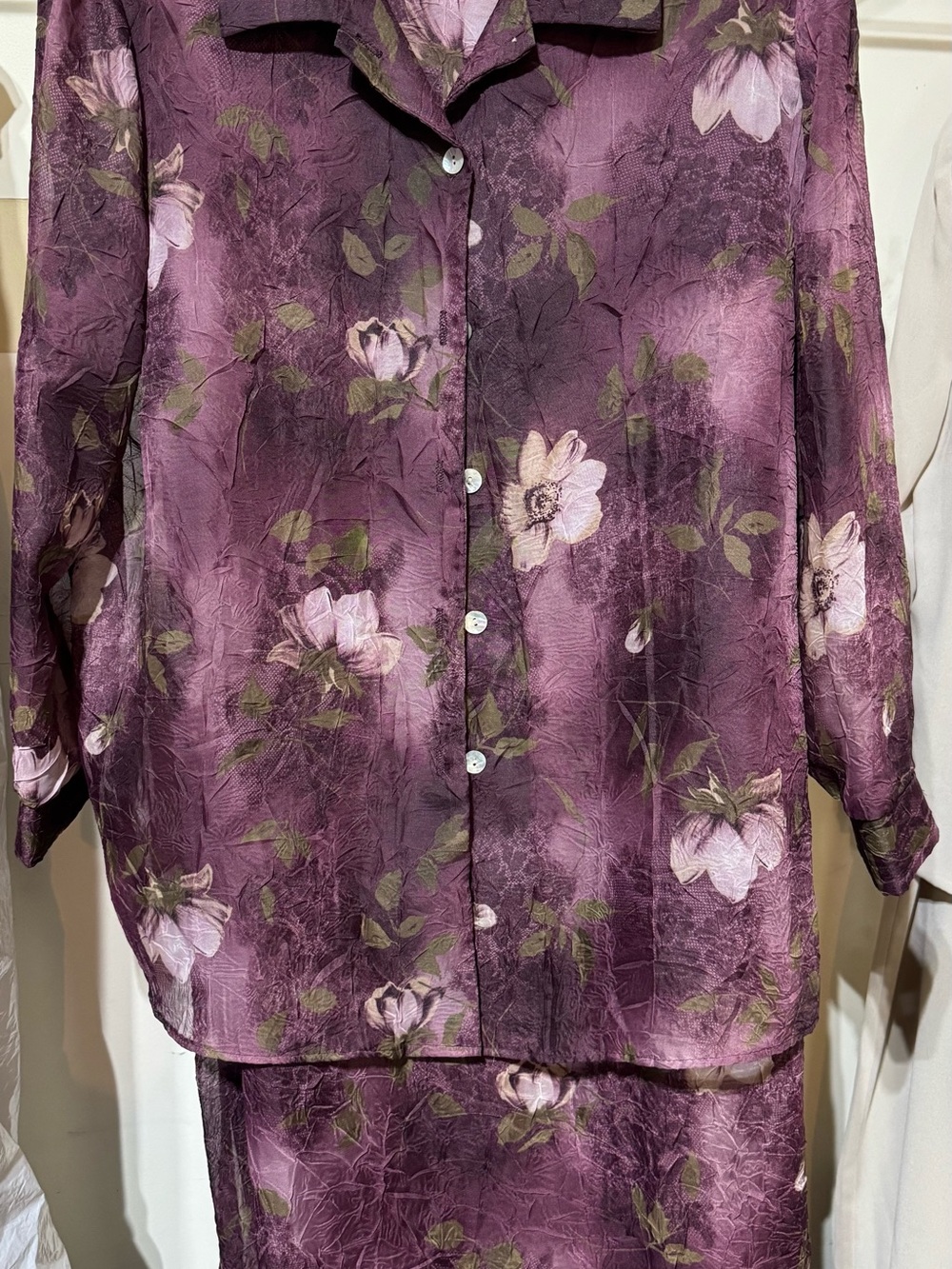 Vintage Stephanie Andrews Purple Floral 2 Piece Dress Jacket Size 20